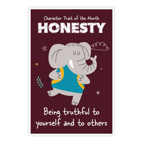 Character Trait of the Month Poster - Honesty (Elephant)