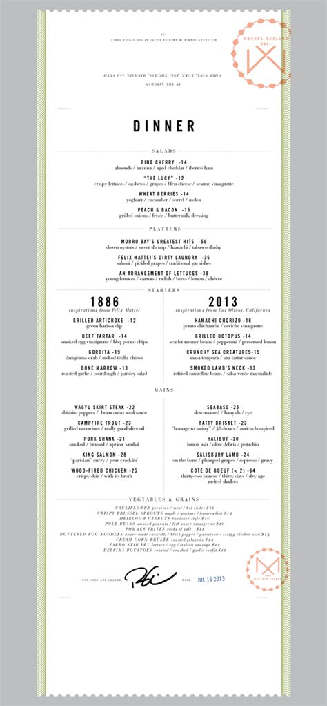 5 Course Meal Menu Template Collection