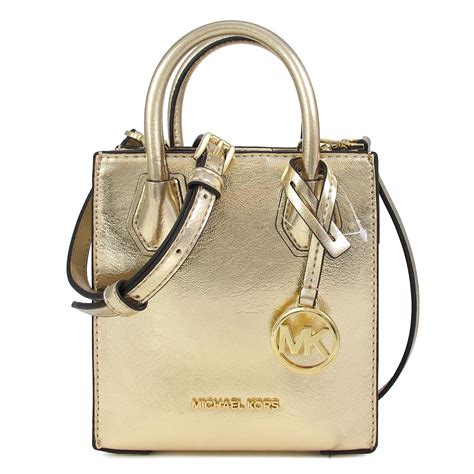 Michael Kors Mercer 金字大圓標logo素面迷你琴譜兩用包裸金色 手提包兩用包 Yahoo奇摩購物中心