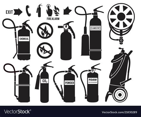 silhouette fire extinguisher flame protection vector image