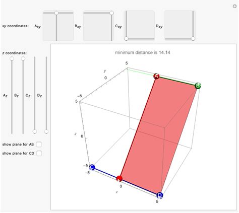 Shortest Distance Between Two Line Segments Wolfram Demonstrations