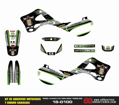 Kit De Adhesivos Kawasaki Kx Black Adhesivosembarrados