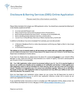 Disclosure Barring Services Dbs Online Application Fill And Sign