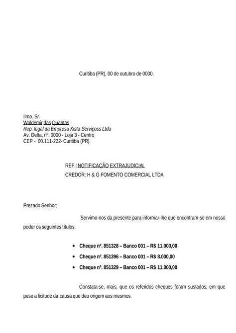 Pdf Notifica O Extrajudicial Para Cobran A De Cheque Dokumen Tips