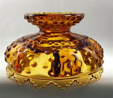 Vintage Fenton Art Glass Colonial Amber Hobnail Candle Holder 3872 Ca Fenton