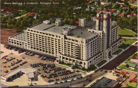 Sears Roebuck And Company Memphis Tennessee Birds Eye View Linen Postcard