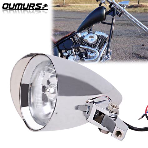 New Motorcycle Aluminum Visor Bullet Headlight Lamp Classic For Harley Sportster Dyna Softail