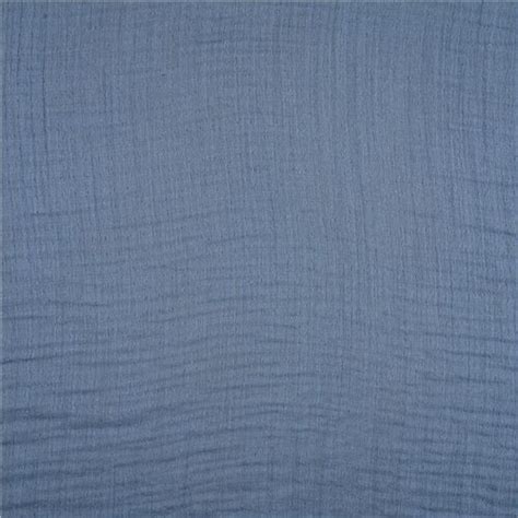 Stof France Extra Wide Bamboo Cotton Fabric Solid Blue Muslin Modes U