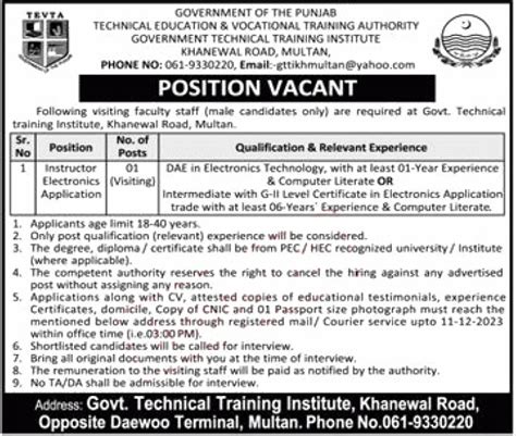 TEVTA Punjab Jobs 2023 Apply Online