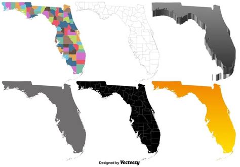 Vector Set Of Florida Map 159061 Vector Art at Vecteezy