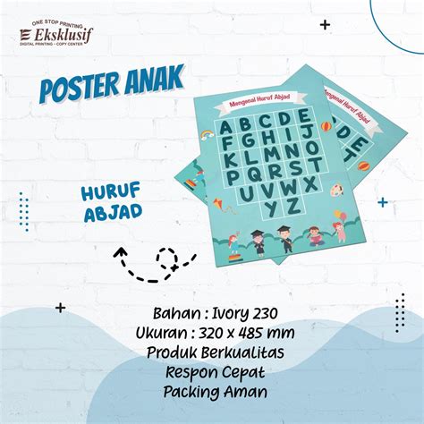 Jual Poster Anak Mengenal Huruf Abjadposter Dinding Poster Custom