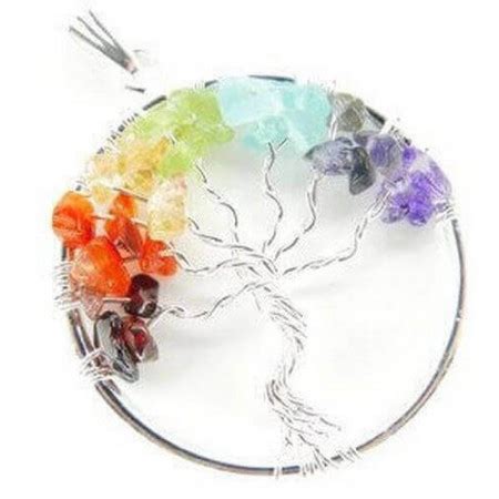 Pendentif Arbre De Vie 7 Chakras Collier Arbre De Vie Pierres Naturelles