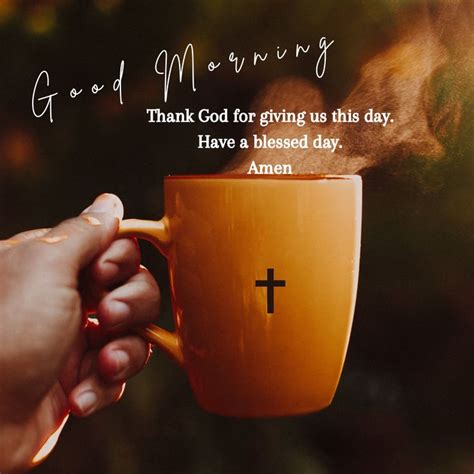 A Person Holding A Coffee Cup With A Cross On It And The Words Good