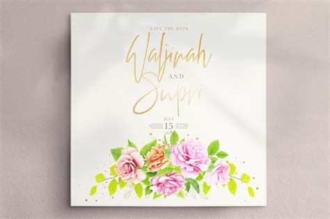 Ensemble De Cartes D Invitation De Mariage De Belles Roses Et Feuilles