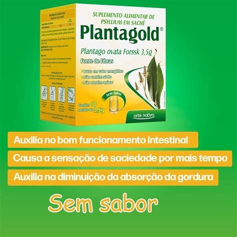 Planta Gold Plantago Ovata Rico Em Fibras Sem Sabor Sach Frete Gr Tis