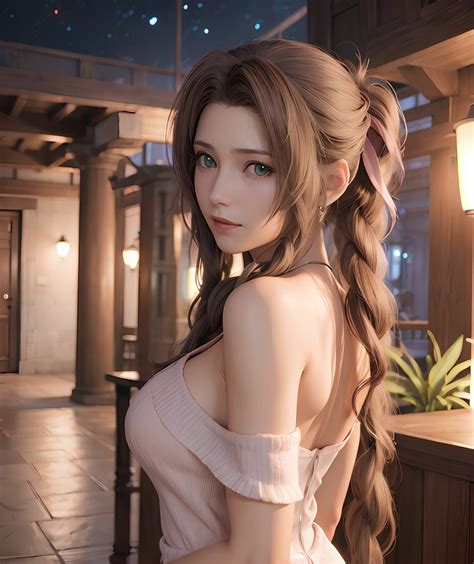 Rule 34 Aerith Gainsborough Ai Generated Brown Hair Final Fantasy Final Fantasy Vii Final