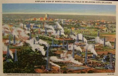 Oklahoma city oil boom! | Vintage linens, Airplane view, Postcard