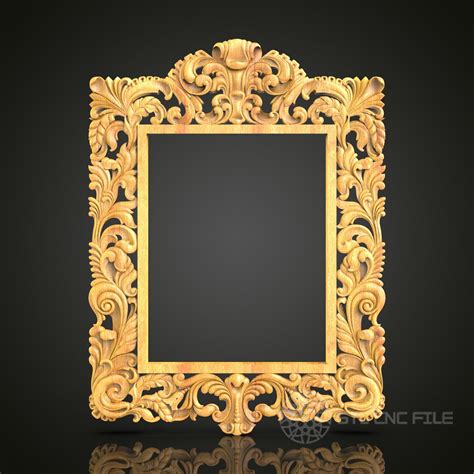 Luxurious Rococo Mirror Frame Stl Model For Cnc Artcam Aspire Cnc