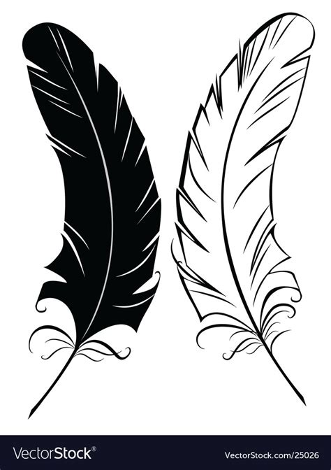 Silhouette Black And White Feather Royalty Free Vector Image