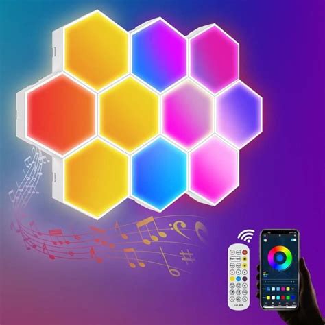 10 Pièces Panneau Led Mural Hexagone Gaming Murale Lampe Sync Avec