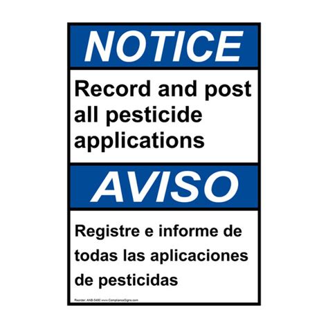 Vertical Record And Post All Pesticide Applications Sign Ansi Notice