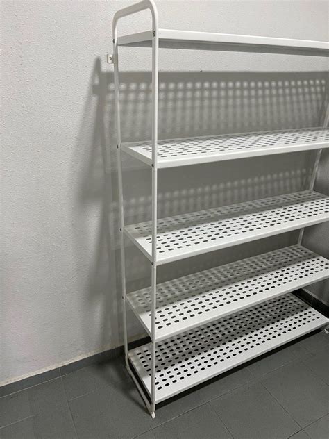 Ikea Shelves Storage Rack White Metal Shelf Mulig Shelving Unit Furniture And Home Living