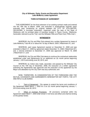 Fillable Online Stillwater Agreement For Operation Of Convention