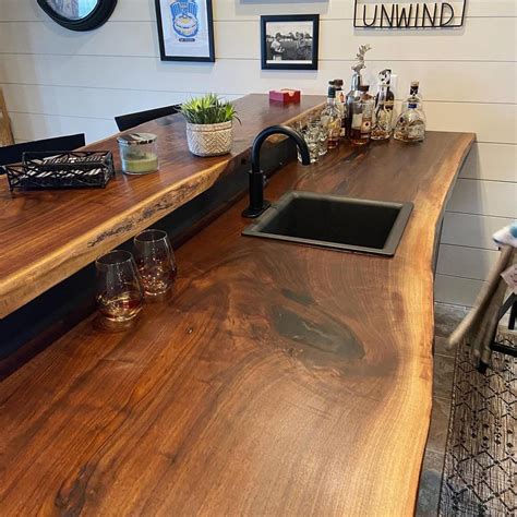 Live Edge Bar Top Walnut Bar Top Live Edge Wood Wood Etsy Live