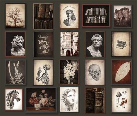 Dark Academia Decor Aesthetic Printable Gallery Wall Art Set Etsy