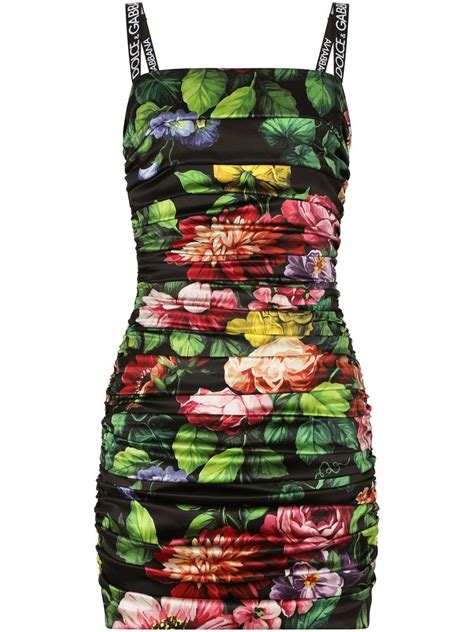 Dolce And Gabbana Floral Print Silk Blend Dress Farfetch