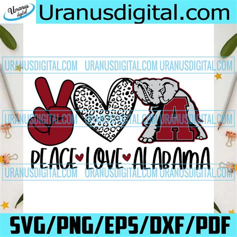 Peace Love Alabama Svg Sport Svg Football Svg Ncaa Svg Ncaa Teams