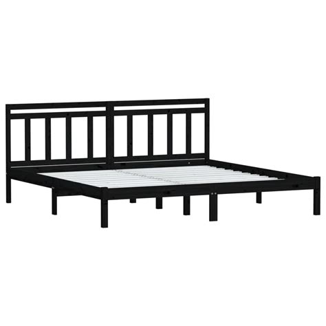 VidaXL Bed Frame Black Solid Wood Pine 160x200 Cm