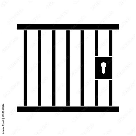 Prison icon. Hands holding prison bars. Silhouette criminal man behind bars. vector illustration ...