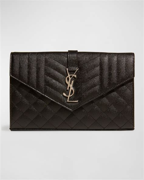 Saint Laurent Monogram Ysl Large Grain De Poudre Leather Wallet On