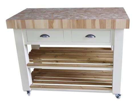 Butchers Block Kitchen Island Trolley On Wheels Castors Hand Painted