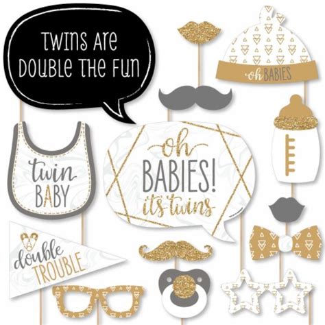 Big Dot Of Happiness It S Twins Gold Twins Baby Shower Photo Booth