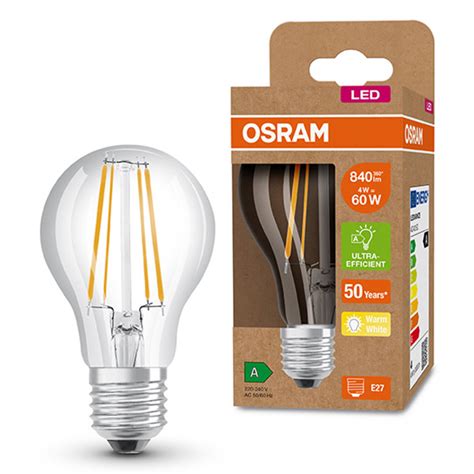 Osram LED Lamp E27 Peer A60 Ultra Efficient Filament 3000K 3