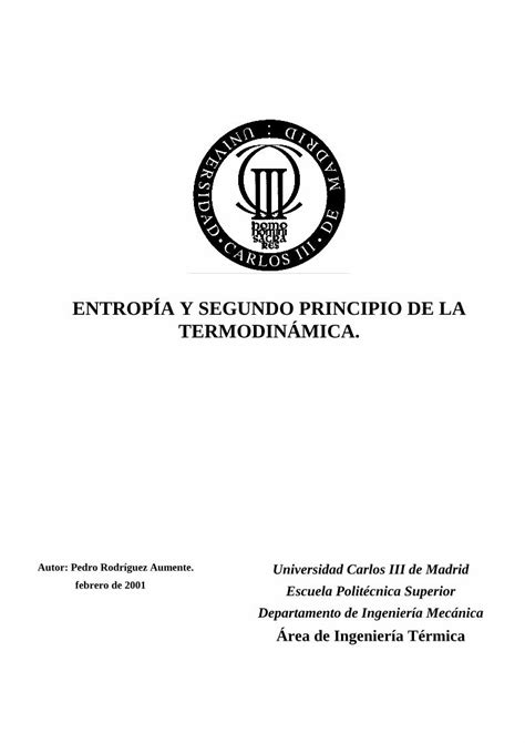 Pdf EntropÍa Y Segundo Principio De La TermodinÁmica · EntropÍa Y Segundo Principio De La