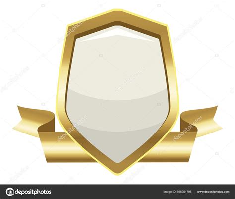 Golden Shield Ribbon Icon Vector De Stock De Jemastock