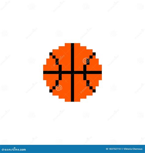 Basketball Pixel Art Icon, Pixel Illustration Stock Illustration ...