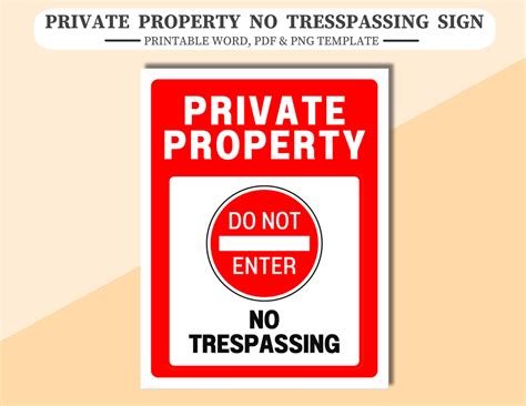 private property  trespassing sign printable word   file