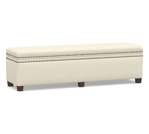 Tamsen Upholstered King Storage Bench Park Weave Ivory Pottery Barn Havenly