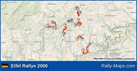 Streckenverlauf Eifel Rallye 2006 ARM RallyeKarte De