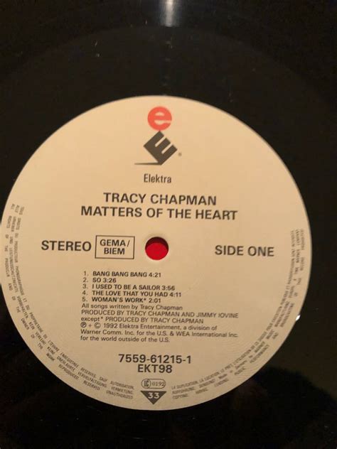 Tracy Chapman - Matters of the heart - Vinyl record - Stereo - 1992 ...