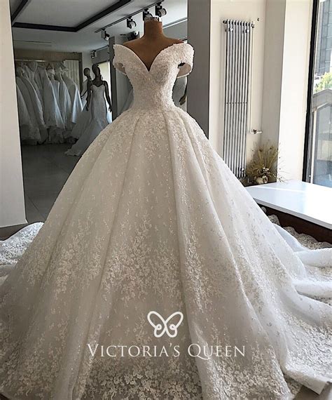 Luxury Beaded Off Shoulder Princess Wedding Ball Gown 結婚式 ウェディングドレス