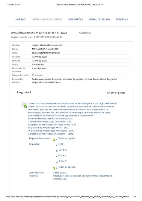 Question Rio Unidade Iii Matem Tica Financeira Administra O