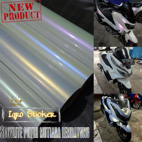 Jual Sticker Scotlite Putih Mutiara Lembayung Stiker Skotlet Motor