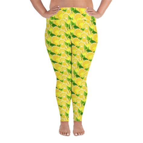 Lemon Leggings Stretchy Spandex Leggings Fun Printed Fruit Etsy