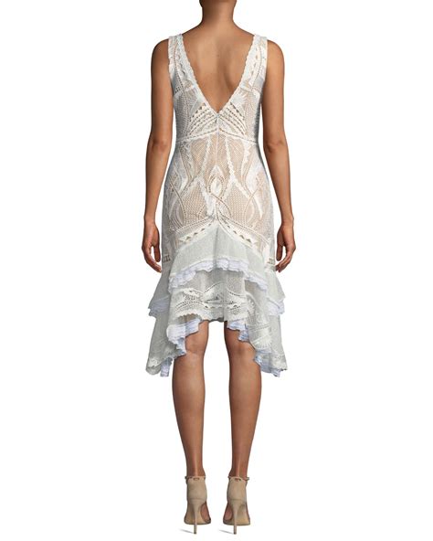 Jonathan Simkhai Guipure Lace V Neck Tiered Cocktail Dress