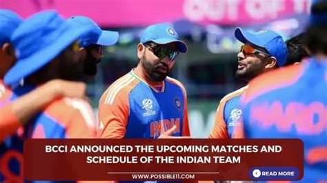 Bcci Announced The Upcoming Matches And Schedule Of The Indian Team